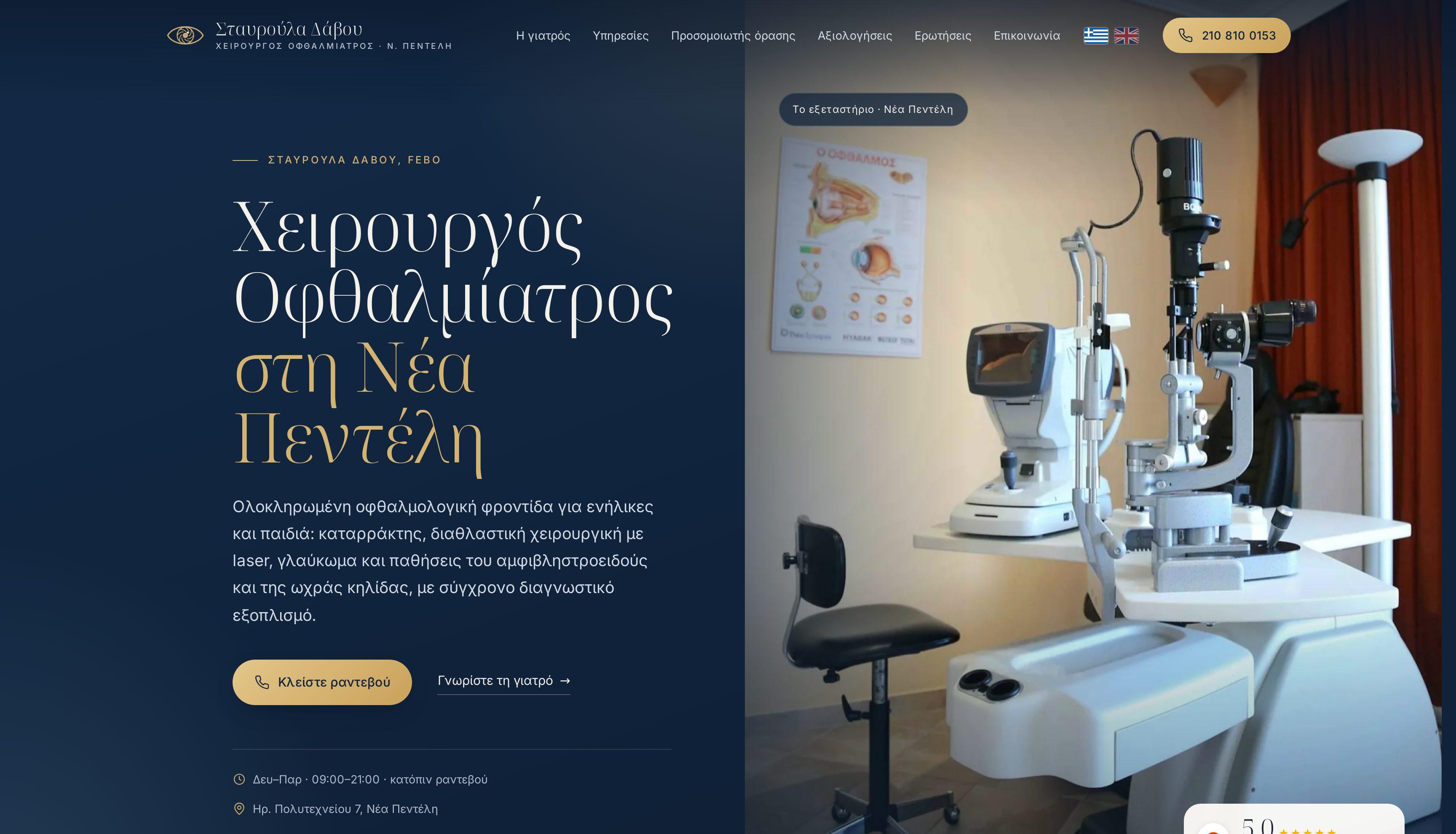 Σταυρούλα Δάβου — Χειρουργός Οφθαλμίατρος, Νέα Πεντέλη